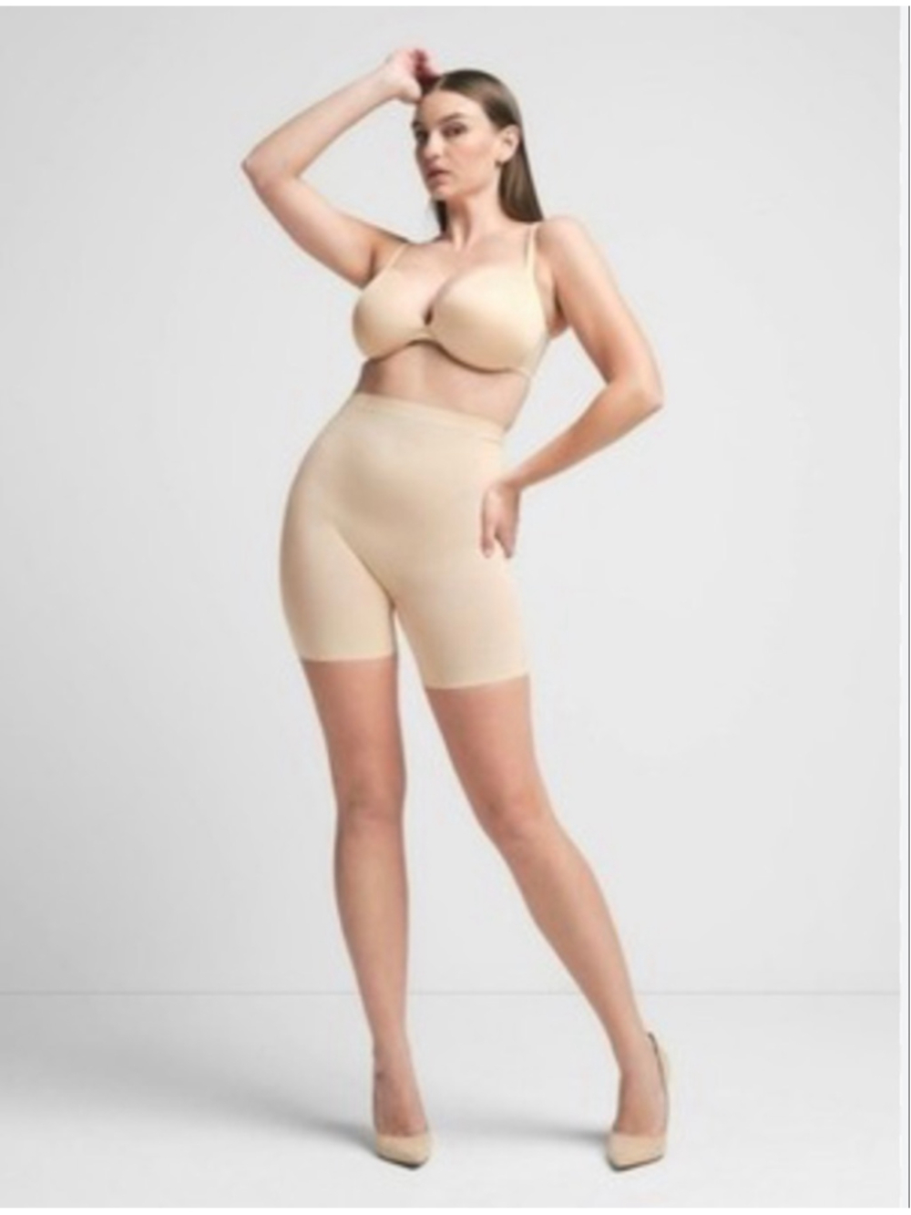 SKIMS Nude High-Waist Mid-Thigh Shapewear Shorts